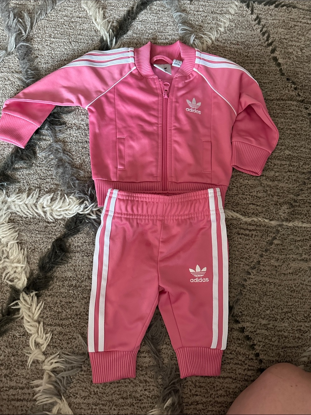 Adidas size 0-3 months baby Pink Zip-Up Tracksuit Set